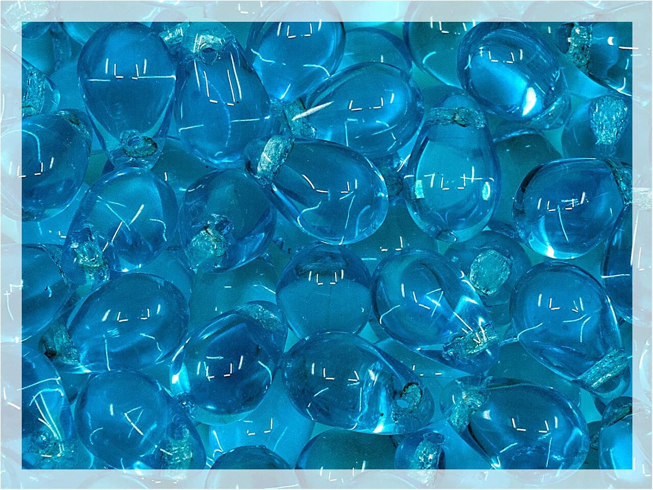 Czech 50-Piece Glass Beads, 6x9mm, Teardrop Aqua Blue Transparent
